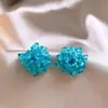 Pendientes de Hortensia con Perlas Azules Dulces y Frescas, Pinzas para Orejas Triangulares Simples y Versátiles, Pendientes Elegantes y con Estilo