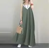 Vestido Casual Solto Cor Sólida 2020 Decote V Costas Abertas Sexy Longo Sem Mangas Vestido de Festa Feminino