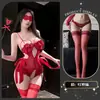 Lencería coqueta sexy de encaje Chao Mu, deseo puro, con aros, push-up, fácil de llevar, camisón erótico de una pieza mariposa para mujer