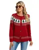 Nuevo suéter de comercio exterior transfronterizo europeo y americano para mujer, chaqueta cárdigan tejida con jacquard de árbol de Navidad Amazon para mujer