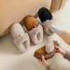 Chinelos de Algodão para Mulheres Outono e Inverno 2025 Novos para Casa Indoor com Solado Grosso Antiderrapante Forrados com Lã Espessos Quentes Peludos