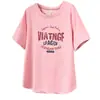 Camiseta Casual de Manga Corta con Estampado Retro de Letras Versátil de Verano Nueva para Mujer Talla Grande 100 kg Top 9639