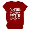 Acampar é meu favorito. Amazon Wish T-shirt feminina casual e confortável de manga curta com gola redonda europeia e americana
