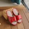 Pantuflas de Lino de Cuero Genuino para Mujer en Verano, Antideslizantes, Transpirables, Pantuflas de Piel de Vaca para Hombre para Piso Interior del Hogar, Suela Suave