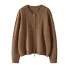 Nuevo Cárdigan de Cachemira Otoño e Invierno 2025 para Mujer Cuello Redondo Holgado Engrosado Grueso Chaqueta Suéter Tejida Exterior Cremallera