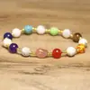 Pulsera elástica de cuentas redondas de piedra natural de colores Joyería hecha a mano Exquisita pulsera para mujer