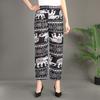 Venda Direta da Fábrica Calça Floral de Seda Gelada Fresca de Verão para Mulheres, Calça Floral de Nove Pontos, Conjunto de Calças Casuais para Meia-Idade e Idosos, Faz as Pernas Parecerem Mais Longas