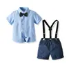 Traje de Camisa de Manga Corta y Pantalones Cortos con Tirantes para Niños Verano 2022 Traje para Performance Coral del Día del Niño