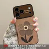 Pintura a óleo com design floral e cordão, adequada para capa de celular Apple 17pm, iPhone 15 de silicone, 16 furos precisos, grande janela de visualização, 18 para mulheres