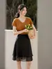 Falda Midi de Corte A Única y Elegante de Feiyuan para Mujer, Nueva Moda de Verano, Falda de Satén con Estampado de Lunares Simple y Versátil