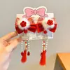 Acessórios de Cabelo Tradicionais de Ano Novo para Meninas, Presilhas de Cabelo com Laço Estilo Chinês Hanfu, Grampos de Cabelo Ano do Bode para Bebês Venda por Atacado