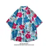 Camisa Floral Retro Vintage Estilo Hong Kong de Manga Corta Diseño Estilo Tailandés Hawaiano Camisa de Marca Atractiva de Moda para Hombres y Mujeres