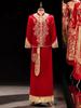 Vestido Xiuhe de terciopelo con hombreras de alta gama en color de contraste, nuevo vestido de novia chino para boda 2024, vestido de brindis Xiuhe
