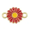 Versão Coreana Transfronteiriça Brincos Pingente de Girassol Duplo Pendurado Liga Gota de Óleo Colar Pulseira Joias Acessórios DIY Pingente Pequeno