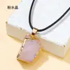 Venta caliente transfronteriza piedra de cristal natural colgante de oro borde irregular collar cadena para suéter joyería colgante venta al por mayor