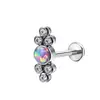 Aleación de Titanio F136 de Grado Médico Clúster de Cuentas Incrustadas Zirconia Labio Uña Aretes Nariz Cartílago Septum Piercing de Rosca Interna