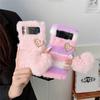 Para Samsung ZFlip4 Funda Plegable para Teléfono Felpa Amor Bloque de Color Zflip5 Funda Mao Mao Funda Protectora Zflip3
