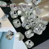 Diamantes para nail art em corte de unha octogonal retangular de zircônia, corte flor de gelo colorida cintilante, decorações de unha usáveis mahjong de doce de gelo
