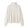 Cárdigan de punto 100% cachemira pura para mujer, suave y acogedor, abrigo suéter de cuello alto abotonado, cárdigan de cachemira con cuello alto abotonado