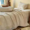 Conjunto de quatro peças em jacquard de algodão e linho estilo wabi-sabi para primavera-verão, Classe A seguro para bebês, estilo japonês, amigável à pele, conjunto de cama com lençol e capa de edredom que não grudam