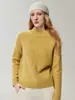 ¡Sencillo pero lujoso! Suéter 100% cachemir para mujer, con hilo texturizado, cuello semi-alto, tejido grueso y un nuevo diseño de manga raglán, perfecto como capa base