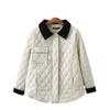 Estilo Novo Inverno 2024 100kg Gordura mm Moda Temperamento Cor Contrastante Casaco de Algodão Tamanho Grande Jaqueta Quente Feminina Cardigan 5656
