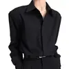 Camisa Negra Mujer Primavera Otoño Nuevo Diseño Sentido Nicho Viaje de Negocios Profesional Botón Oculto Camisa Caída Manga Larga Temperatura Superior