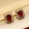 Ebebay Pendientes Nuevos Vintage Hepburn Corindón Rojo Circonita Pendientes Lujo Accesorios Celebración de Aniversario e7558