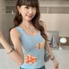 Fotos Reales y Precios Reales # Camisola Chaleco Cuello U para Mujer, Verano 2025 Nuevo Estilo, Hermoso Estampado en la Espalda, Corte Ajustado, Estilo Corto Versátil.