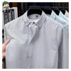 Camisa de Hombre 100% Algodón Puro Primavera y Otoño Nuevo Textil Oxford Lavado Rayas Verticales Top Casual Camisa de Manga Larga para Hombre