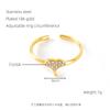 Anel de Diamante Abertura Diamante Aço Inoxidável Transfronteiriço Moda INS Feminino 18K Amor Estrela de Seis Pontas Anel Ajustável Joias