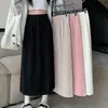 Falda Negra con Abertura para Mujer en Otoño e Invierno Nuevo Estilo Pana Elegante de Cintura Alta Ajustada Falda Versátil de Línea A de Longitud Media