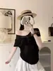 Camiseta Listrada de Manga Curta Estilo Coreano para Mulheres, Coleção de Verão, Gola Redonda, Solta, Casual, Moderna, Reversível, Vazada, Costas Abertas, Top Leve