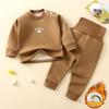 Conjunto de Ropa de Casa de Terciopelo Sakura para Niños Cintura Alta Protección de Vientre Otoño e Invierno Terciopelo Espesado Cálido Ropa Interior Pijamas para Niños y Niñas