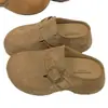Pantuflas Baotou 2026, estilo retro de otoño, perfectas para combinar con faldas, diseñadas para usar al aire libre, con efecto para aumentar la altura, nuevo estilo de media zapatilla para mujer, con suela gruesa y texturizada