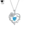 Collar de doble corazón y rosa europeo y americano para mujer, diseño de moda de lujo ligero con incrustaciones de circonita, cadena versátil para la clavícula con colgante de letra "mamá"