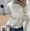 Lanzamiento Nuevo Modelo Cardigan de Punto con Patrón Geométrico Calado + Top de Manga Larga Pure Lust Temptation Bordado con Letras