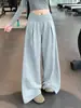 Pantalones casuales de pierna ancha de cintura alta color café para mujer, nuevo modelo otoño 2026, con caída, versátiles, corte holgado, pantalones casuales que estilizan