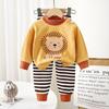 Roupas de Outono para Crianças e Calças de Outono Algodão Puro 2025 Outono Novo Conjunto de Roupa Íntima para Meninos e Meninas Roupa de Casa para Bebês Meninos Atacado
