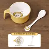 Conjunto de Louça Infantil de Leão Desenho Animado Fofo com Alto Valor Estético, Tigela para Comida de Bebê Doméstica de Melamina, Colher e Prato Dividido