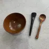 Tigela de Bambu para Máscara Facial Venda Quente Transfronteiriça Conjunto de Tigelas de Madeira para Máscara Facial Faca para Máscara Facial Pincel para Máscara Facial Conjunto de Três Peças Mais Vendido da Amazon