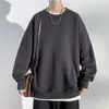 Moletom Masculino Gola Redonda 2026 Outono/Inverno Nova Marca Tendência Manga Longa Top Solto Cor Sólida Casual Roupa Masculina