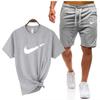 Traje deportivo informal de manga corta con camiseta de manga corta y parte superior de algodón para hombre de verano transfronterizo en stock