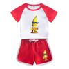 Meninos e meninas terno 2023 verão novo algodão puro bebê de manga curta camiseta esportiva shorts infantis fino terno de duas peças