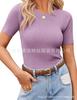 Camiseta básica de manga corta con cuello redondo y ribete de canalé para comercio exterior europeo y americano de Amazon, verano 2024