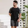 Pijama Casual de Verano para Hombre Transfronterizo, Shorts Camuflados de Manga Corta con Estampado de Letras, Se Pueden Usar Afuera como Ropa de Casa, Venta al por Mayor