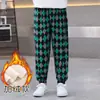 Pantalones Casuales de Otoño e Invierno para Niños, Pantalones Deportivos de Moda para Niños y Niñas, Pantalones a Cuadros con Forro Polar para Niños Pequeños y Medianos