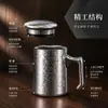 Taza de té martillada de titanio puro con tapa y asa, elegante vaso de agua para oficina, taza de metal de alta calidad para regalo, taza de té de negocios para hombres