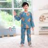 Pijama Infantil Verão Menina Menino Algodão Seda Pijama Menino Bebê Manga Longa Verão Fino Ar Condicionado Conjunto
