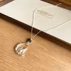Colar de resina com zircônia em formato de coração, flor, estrela, geométrico estilo coreano, corrente para suéter de luxo leve, acessório moderno e elegante